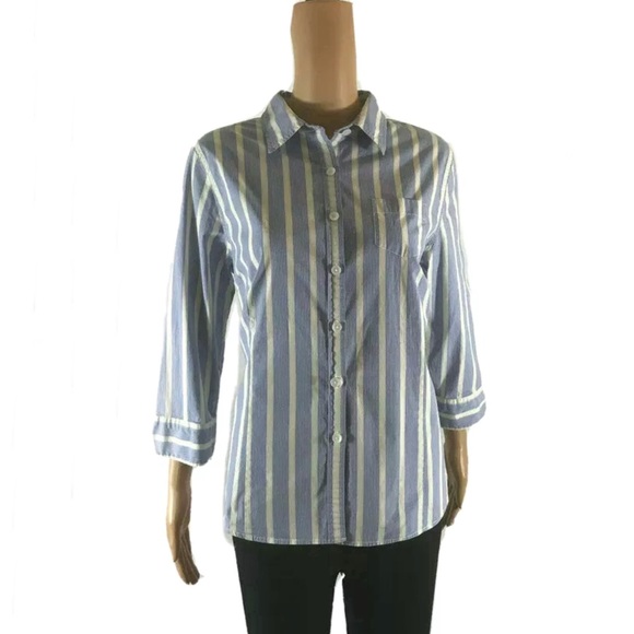 L.L Bean Blue and White Striped Button Down size L - Picture 1 of 9